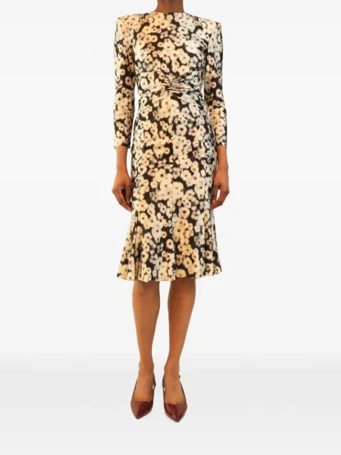 Philosophy Di Lorenzo Serafini floral-print ruched midi dress Black WHITEFLORALRUCHEDMIDIDRESS