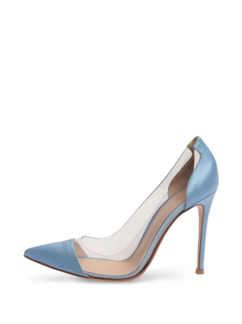 Gianvito Rossi satin transparent-panel pumps Blue BLUESATINPVCHEELS