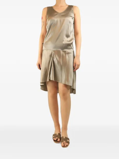 Brunello Cucinelli Vintage drop-waist sleeveless midi dress Neutrals NEUTRALSILKMIDIDRESS