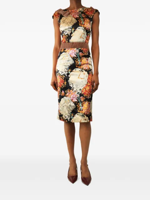 Dolce & Gabbana Pre-Owned floral-print midi dress Black MULTICOLOURSLEEVELESSSILKPRINTEDMIDIDRESS