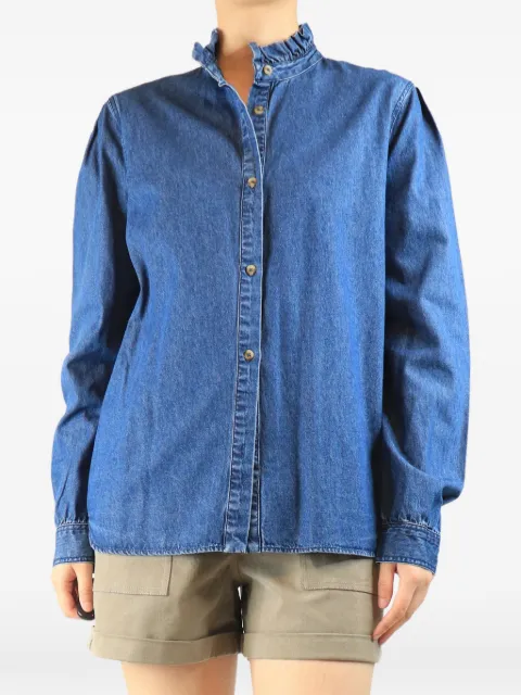 Mondo Mondo ruffle-collar puff-sleeve shirt Blue BLUEDENIMSHIRT