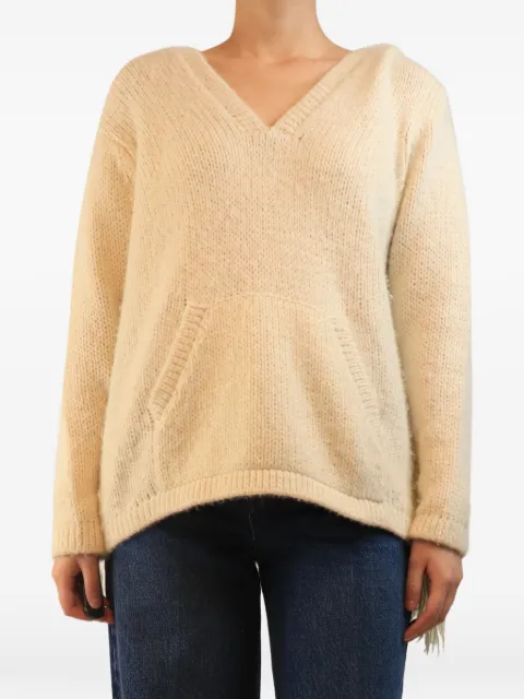 Gabriela Hearst fringed V-neck hoodie Neutrals CREAMCASHMEREFRINGEDHOODIE