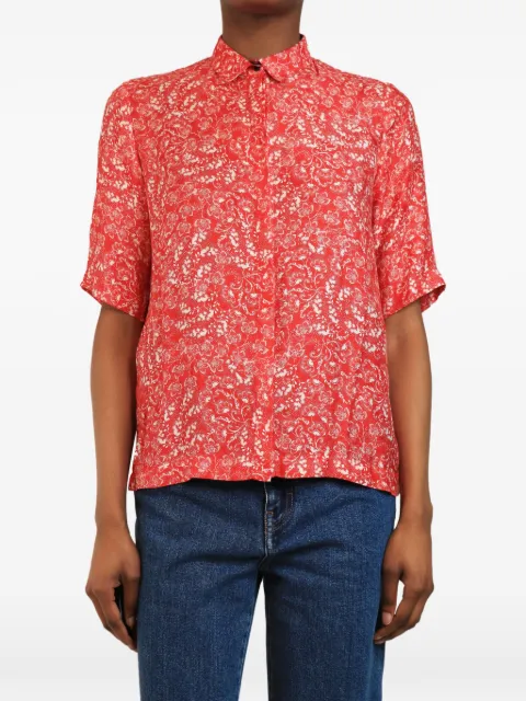 Roseanna floral-print short-sleeve blouse Red REDSILKBLENDTOP