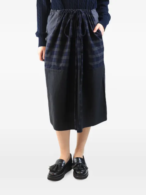 Daniela Gregis drawstring check straight skirt Grey GREYWOOLDRAWSTRINGSKIRT