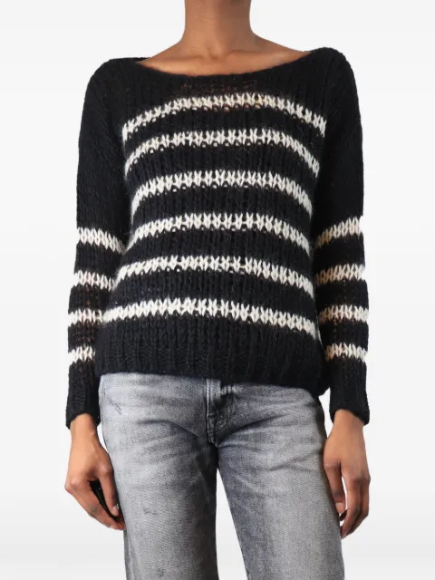 Saint Laurent Pre-Owned striped sweater Black BLACKSTRIPEDMOHAIRBLENDJUMPER