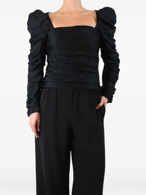 KHAITE Pre-Owned ruched long-sleeved blouse Black BLACKRUCHEDBODICETOP