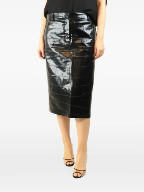 Stella McCartney Pre-Owned croc-embossed midi skirt Black BLACKCROCEMBOSSEDFAUXLEATHERMIDISKIRT