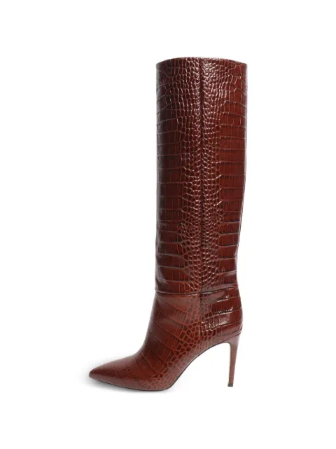 Paris Texas croc-embossed knee-high boots Brown BROWNCROCEMBOSSEDKNEEHIGHSTILETTOBOOTS