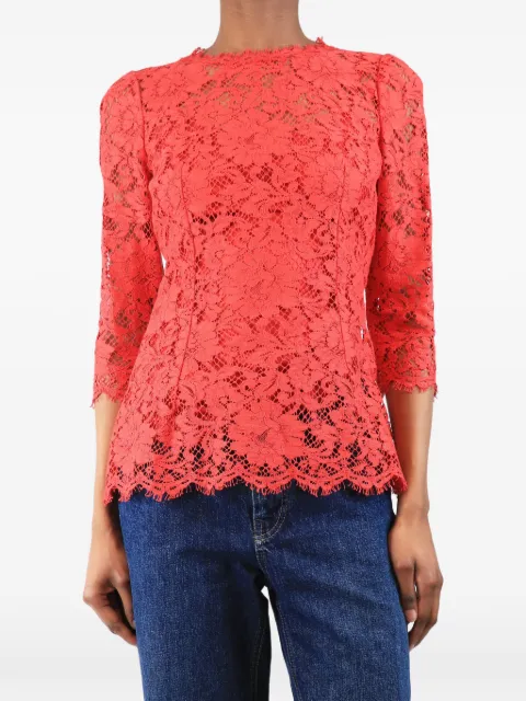 Dolce & Gabbana Pre-Owned lace three-quarter sleeve blouse Red REDLACETOPWITHSLIP