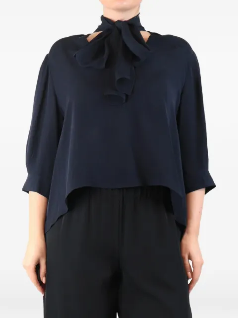 Nanette Lepore high-low silk blouse Blue NAVYBLUESILKBLOUSE