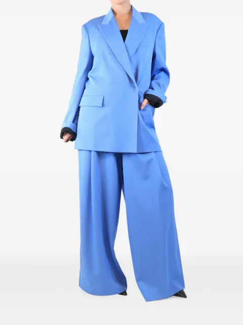 Dries Van Noten Pre-Owned wide-leg two-piece suit set Blue BLUEWOOLTWOPIECESUITSET