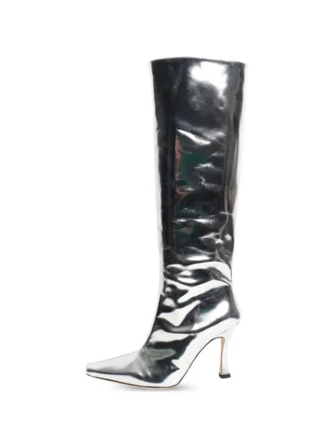 STAUD Cami knee-high boots Silver CHROMECAMILEATHERKNEEHIGHBOOTS