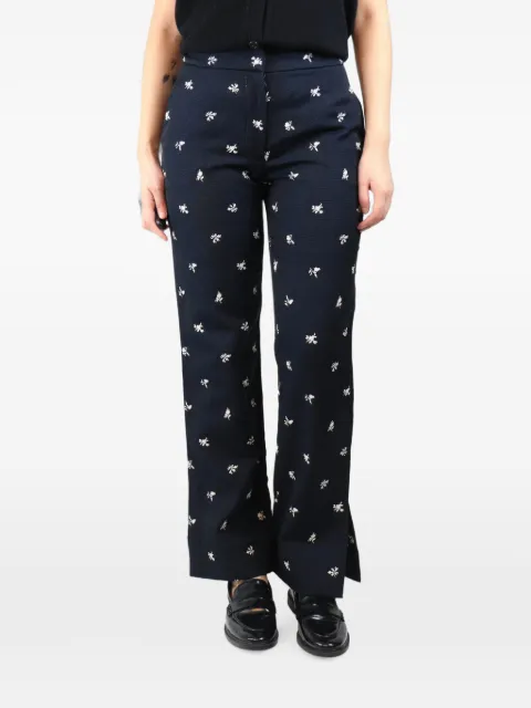 ERDEM floral jacquard trousers Blue NAVYBLUEFLORALJACQUARDTROUSERS