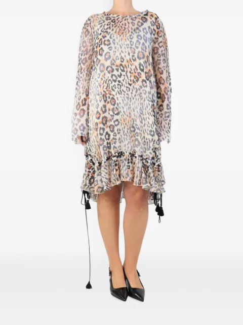 Chloé Vintage leopard-print long-sleeve mini dress Neutrals LONGSLEEVELEOPARDMIDIDRESS