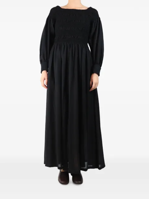 Max Mara shirred long-sleeved maxi dress Black BLACKSHIRREDMAXIDRESS