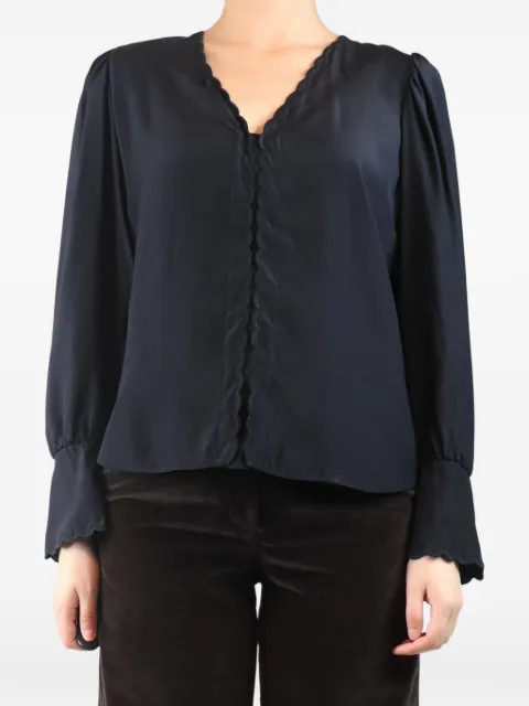 Rebecca Taylor scalloped-trim blouse Black BLACKSILKBLOUSE