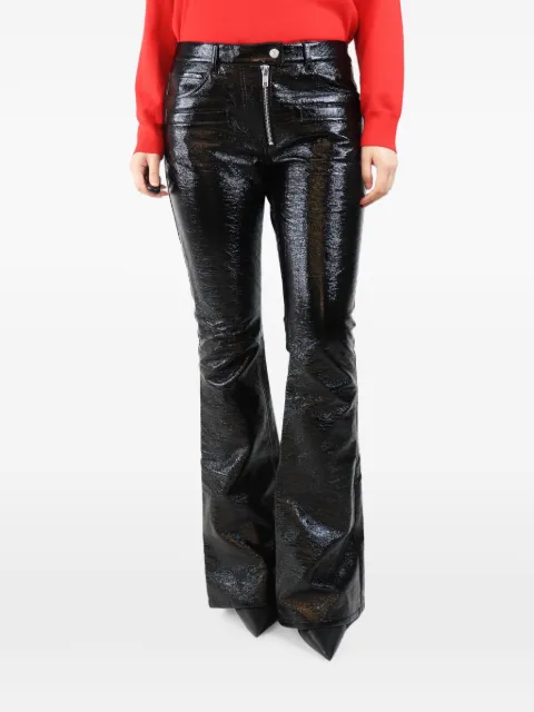 Courrèges Pre-Owned exposed-zip flared trousers Black BLACKFAUXLEATHERTROUSERS