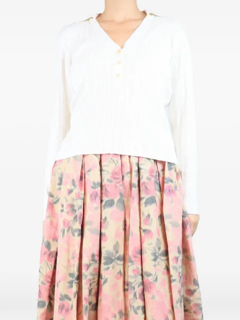SIMKHAI rib-knit V-neck polo top Neutrals IVORYRIBKNITTOP
