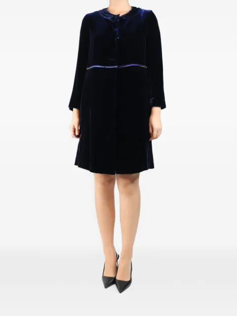 COLOMBA LEDDI round-neck velvet jacket Blue NAVYEXPOSEDHEMVELVETJACKET
