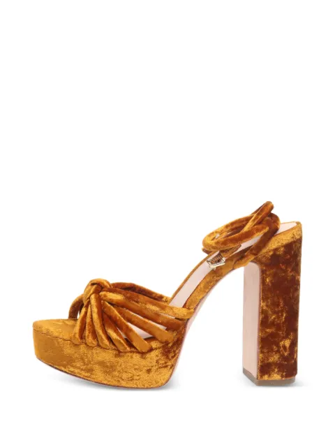 Loeffler Randall knot-detail platform sandals Orange RUSTORANGEVELVETPLATFORMSANDALS