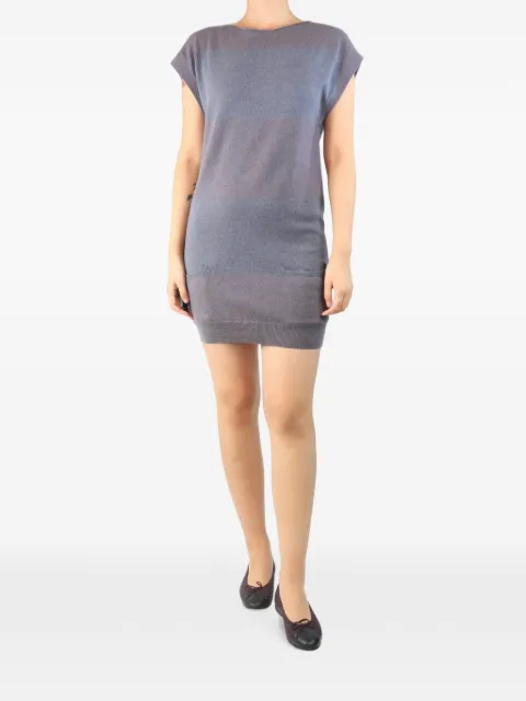Brunello Cucinelli Vintage sleeveless horizontal-stripe mini dress Grey GREYSLEEVELESSCASHMEREMINIDRESS