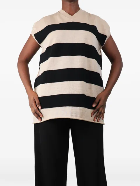 Sofie D'hoore striped V-neck sweater Neutrals NEUTRALANDBLACKSTRIPEDVEST