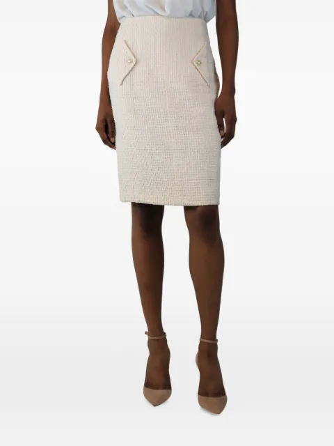 CHANEL Pre-Owned pearl-detail tweed mini skirt Neutrals CREAMTWEEDSKIRT