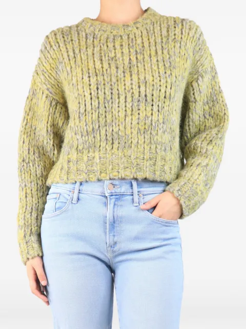 FRAME cable-knit cropped sweater Green ACIDGREENCROPPEDCABLEKNITJUMPER
