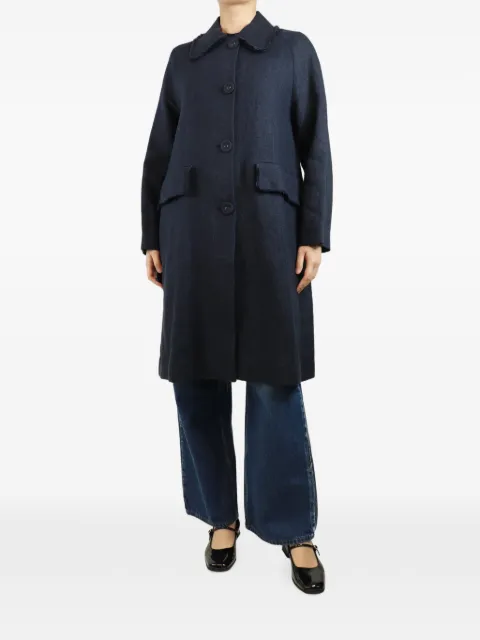 Officine Generale frayed single-breasted coat Blue NAVYBLUEFRAYEDLINENCOAT