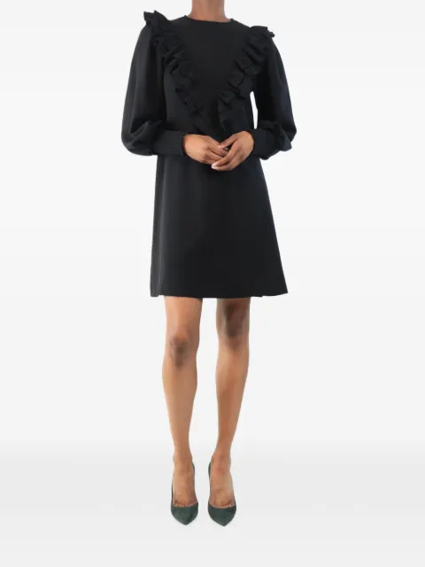 GANNI long-sleeve ruffled mini dress Black BLACKRUFFLEDMINIDRESS