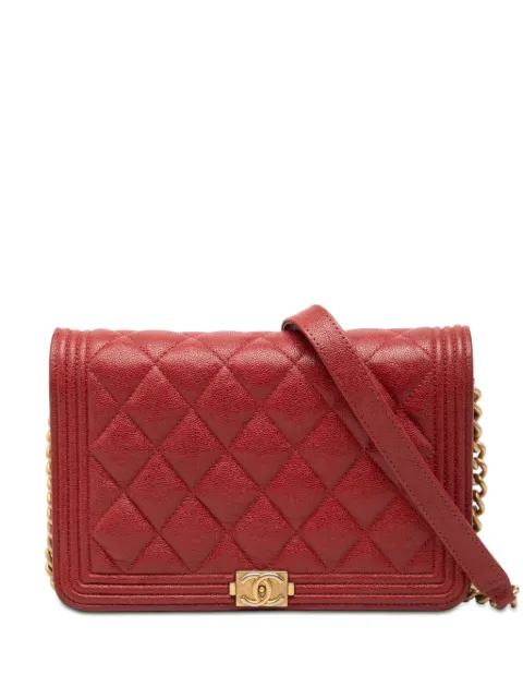 CHANEL Pre-Owned 2019 Quilted Caviar Boy Wallet on Chain crossbody bag Red NZFOG52AM7PJLGVA