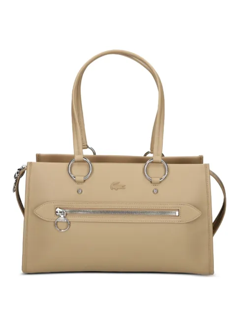 Lacoste medium Celys logo-embossed zipped tote bag Neutrals NF5231AQ