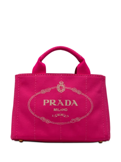 Prada Pre-Owned 2013-2026 Small Canvas Canapa Logo satchel Pink BYXNZ0CJL7W6A3HM