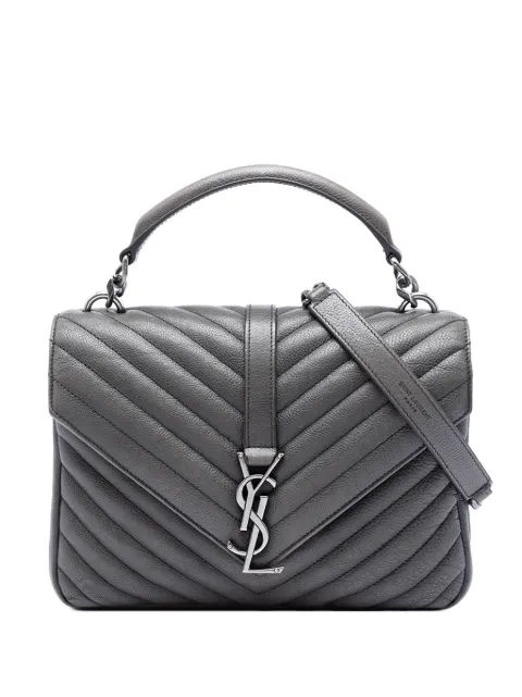 Saint Laurent Pre-Owned 2016 Medium Chevron Sheepskin Monogram College satchel Grey S6Y7FXDMGMCRARUI