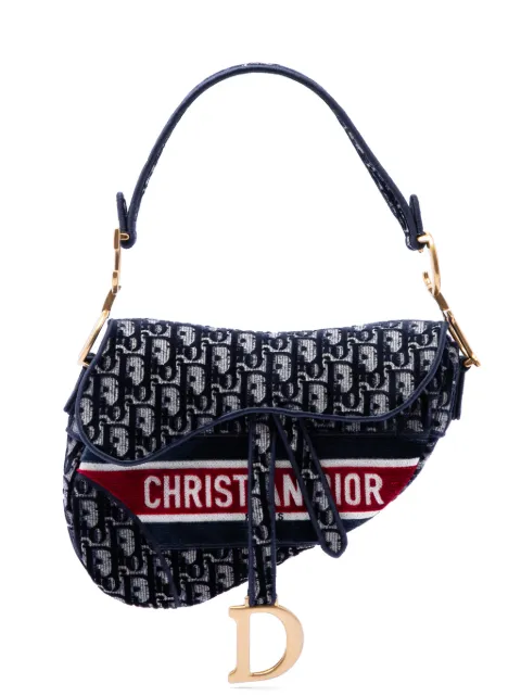 Christian Dior Pre-Owned 2021 Oblique Embroidered Velvet Saddle Bag shoulder bag Blue H8G0XY35IGPF673D