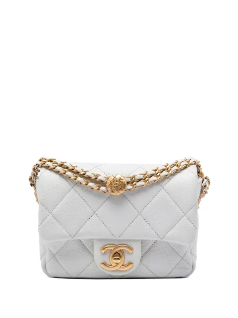 CHANEL Pre-Owned 2021-2026 Mini Quilted Caviar Twist Your Buttons Flap crossbody bag White VQQXNDX7EB9MW6QJ