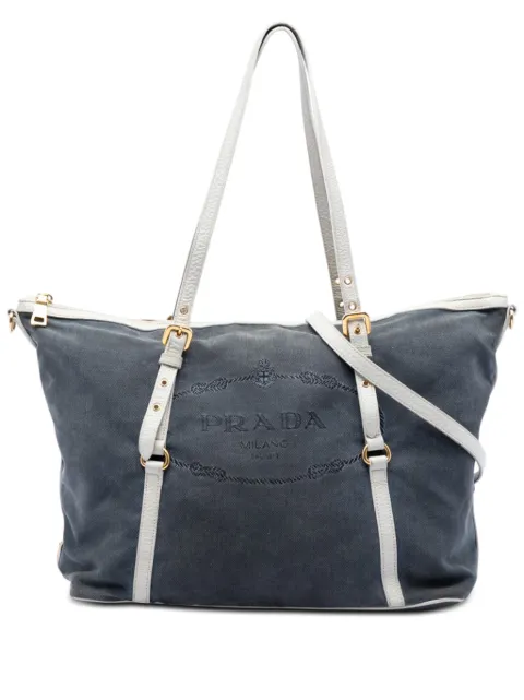 Prada Pre-Owned 2010-2026 Canvas Canapa Logo satchel Blue TRKEOJC0A2V1Z2KR