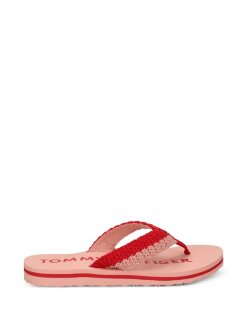 Tommy Hilfiger crochet-knit thong flip-flops Red FW0FW09417