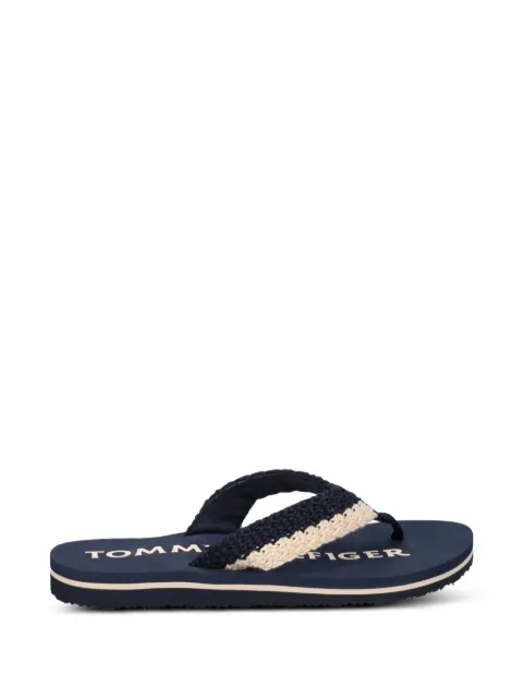 Tommy Hilfiger crochet-knit flip-flops Blue FW0FW09417