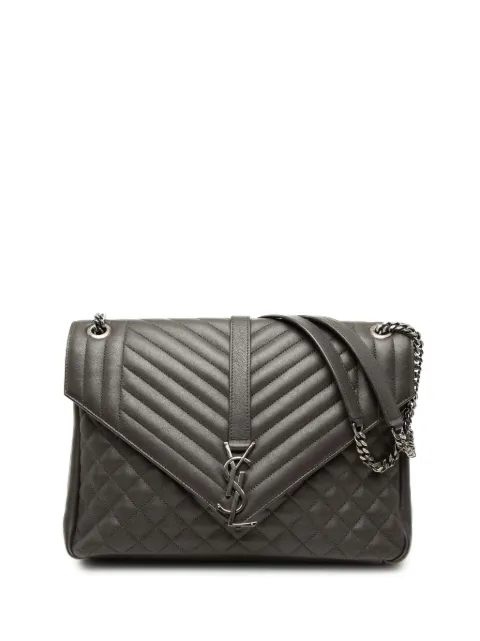 Saint Laurent Pre-Owned 2016 Large Triquilt Sheepskin Monogram College Bag shoulder bag Grey 475QYGICC9OWWXVZ