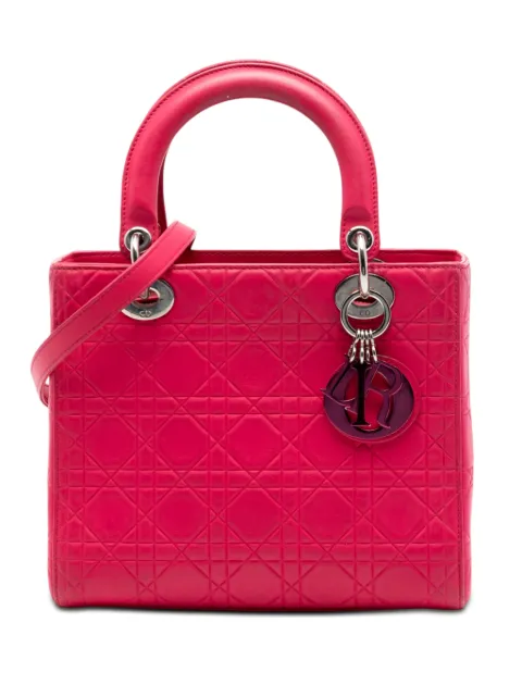 Christian Dior Pre-Owned 2013 Medium Ultra Matte Calfskin Cannage Embossed Lady Dior satchel Pink S4F4NIHKCXTEQTDD