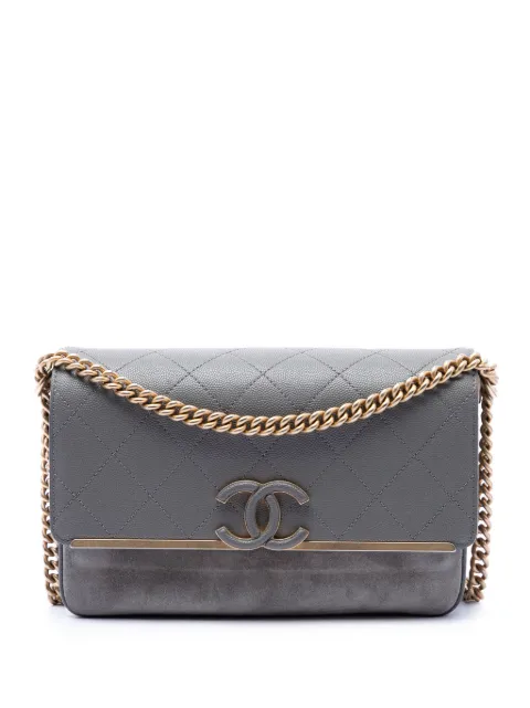 CHANEL Pre-Owned 2018-2019 Small CC Stitched Caviar and Suede Lady Coco Flap crossbody bag Grey O75XWEXR42RJWAZR