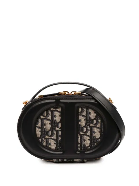 Christian Dior Pre-Owned 2023 Leather and Oblique Canvas CD Oval Camera Bag satchel Black B2F4242K8XW361FA