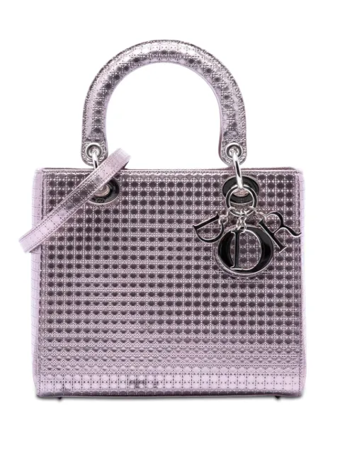 Christian Dior Pre-Owned 2015 Medium Metallic Patent Microcannage Lady Dior satchel Purple AGCW6LCVWNU0ZM99