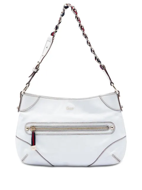 Gucci Pre-Owned 2000-2015 Calfskin Web Capri Ranch Kid shoulder bag White XZGLWDXF7UM37P4Z