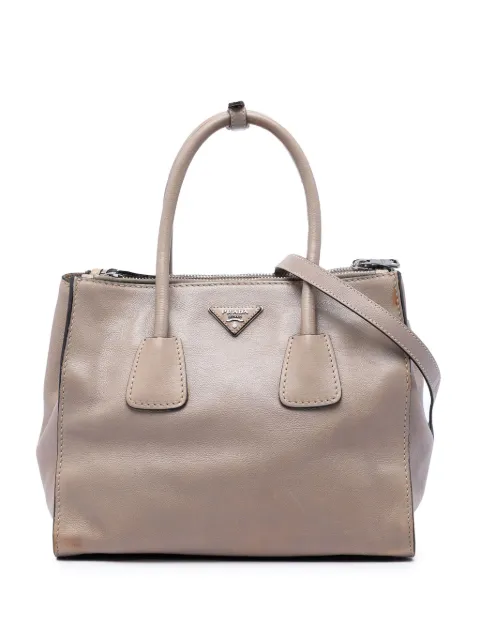 Prada Pre-Owned 2000-2026 Glace Calf Twin Pocket Double Handle satchel Neutrals TPV2J3Z8SG7WK5J4