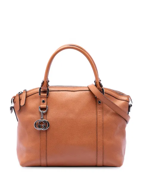 Gucci Pre-Owned 2016-2026 Medium Calfskin GG Charm Dome satchel Brown T3W42FVDK7RJU15X