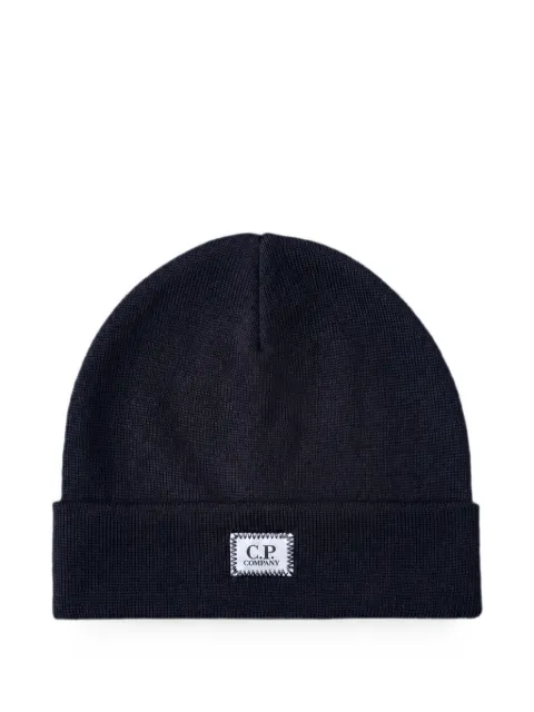 C.P. Company extrafine-merino wool logo-label beanie Blue 21CMAC138A005509A888