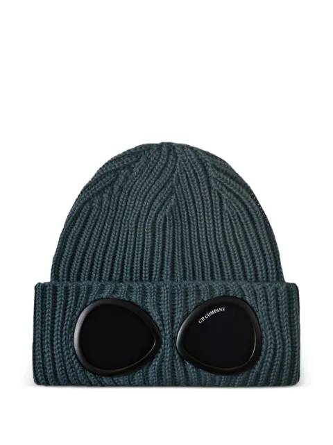 C.P. Company Goggle ribbed knit beanie hat Blue 21CMAC742A005509A871