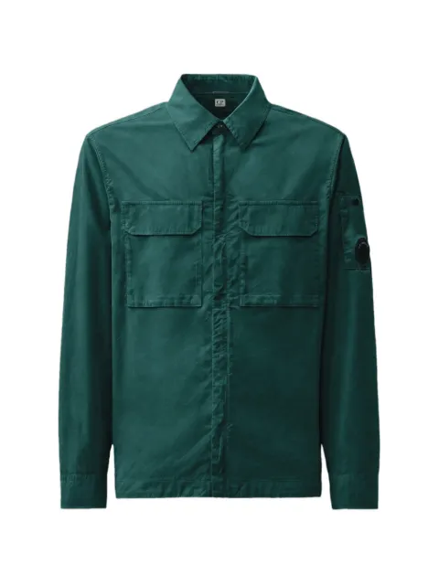 C.P. Company organic gabardine Lens flap zip overshirt Green 21CMOS752A110143G697
